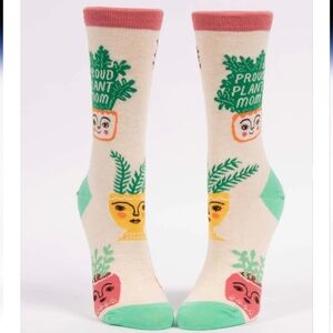 New! Blue Q Proud Plant Mom W-Crew Socks